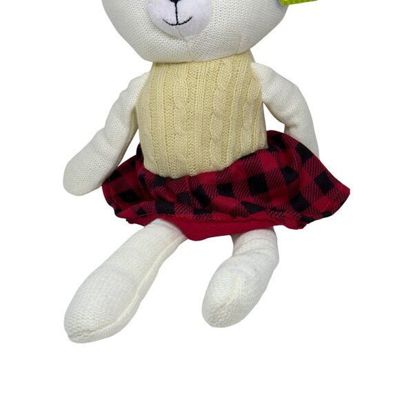 NWT Spark Create Imagine Knit Teddy Bear Plush 0+ Baby Toy Holiday Plaid Skirt - Picture 4 of 5